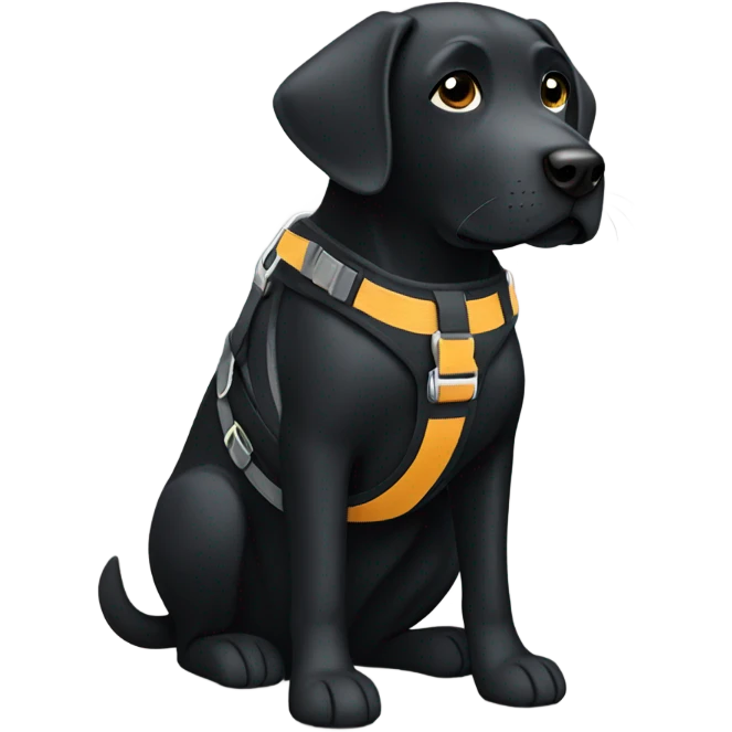 Black lab with harnesse emoji