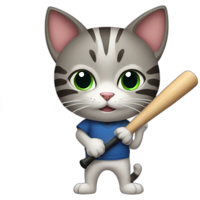 Cat with baseball bat emoji
