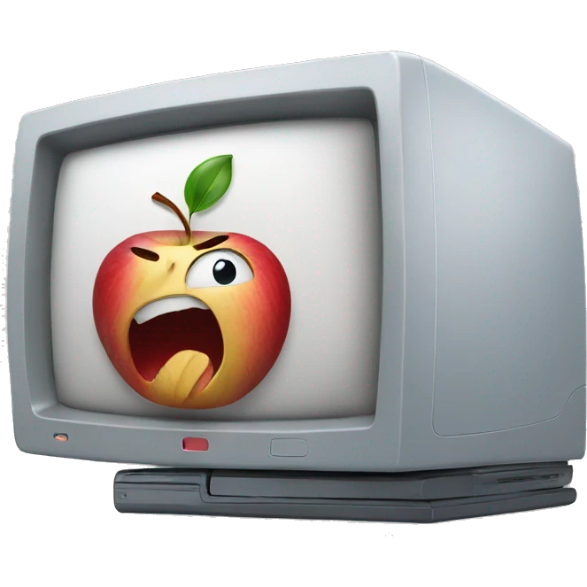 Computer eating an apple emoji