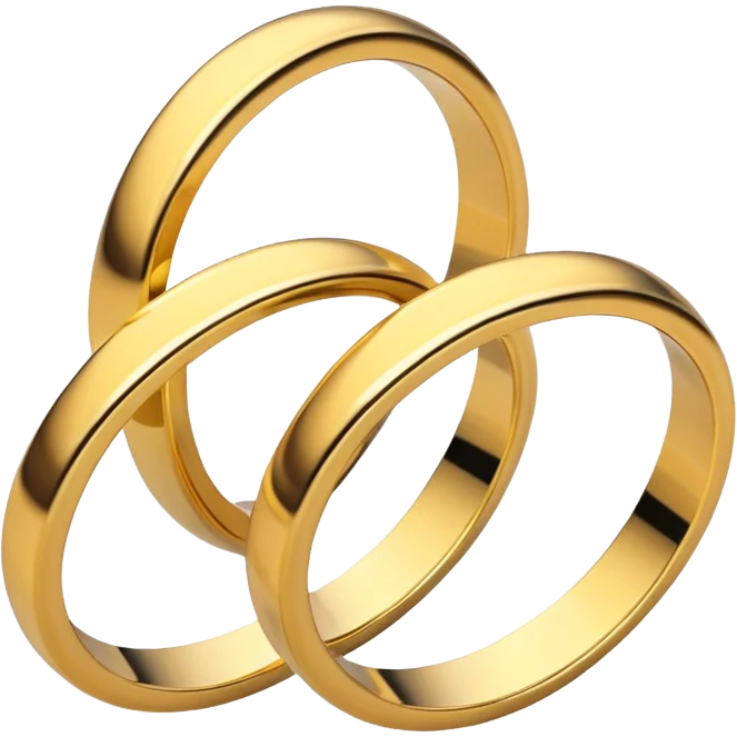 three interlocking gold rings in a triangle formation emoji