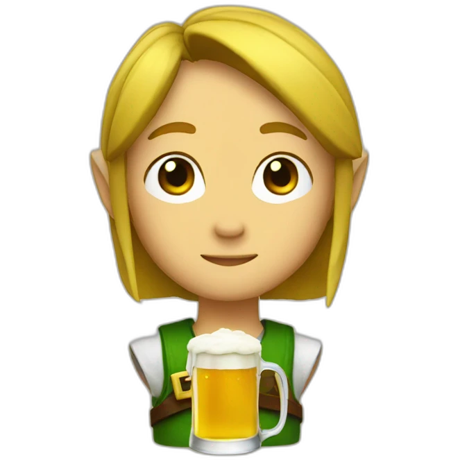 zelda drinking beer emoji