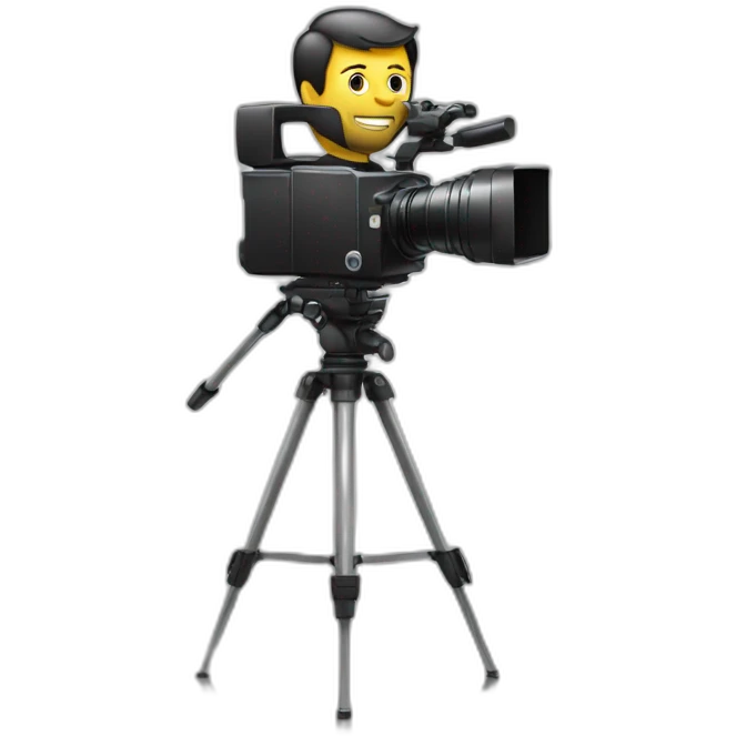 Man in suit with movie camera head emoji