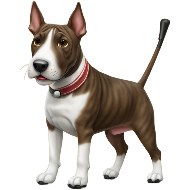 Golfing brindle bull terrier  emoji