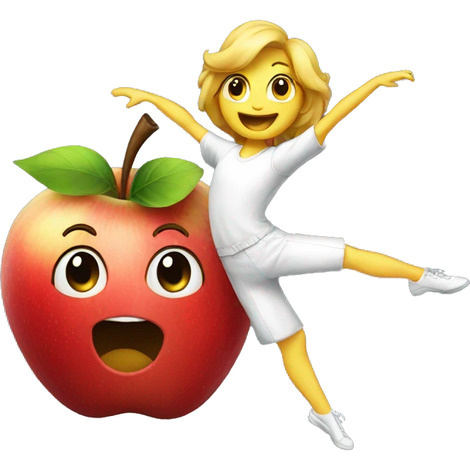 A dancing apple emoji