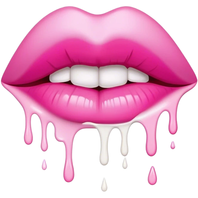 One pink ombre lip with dripping white paint  emoji