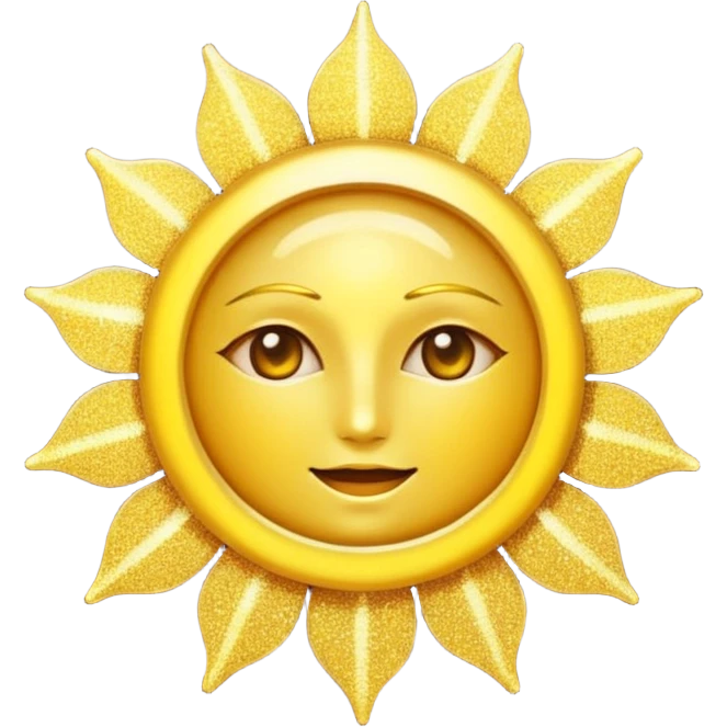 sun in 2d golden glitter in colour without face emoji