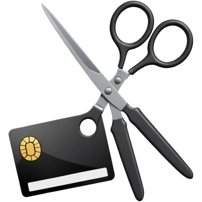 Floating black Scissors cutting in half an idf soldier ID card with a little chip in 2 parts emoji