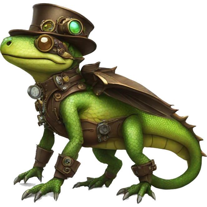 Steampunk reptile full body emoji