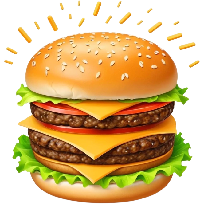 hamburger in the center with electron particles orbiting around it emoji