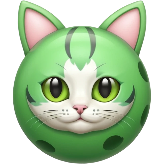 Cute green ball with cat ears with wheels emoji