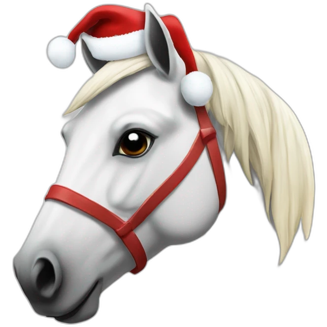 Withe horse with a Santa hat  emoji