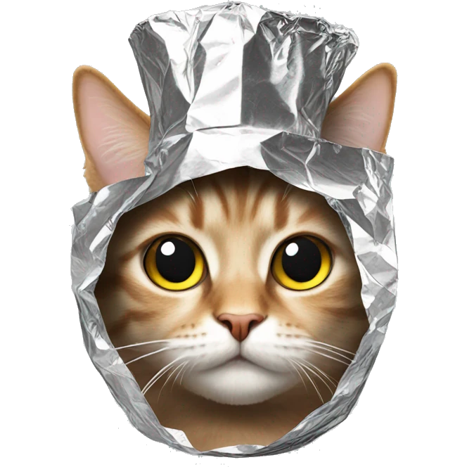 emoji in tin foil hat with cat emoji