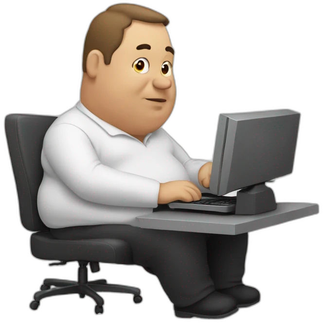 fat man using a computer emoji