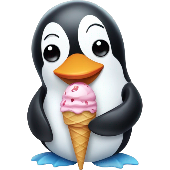Penguin with ice-cream  emoji