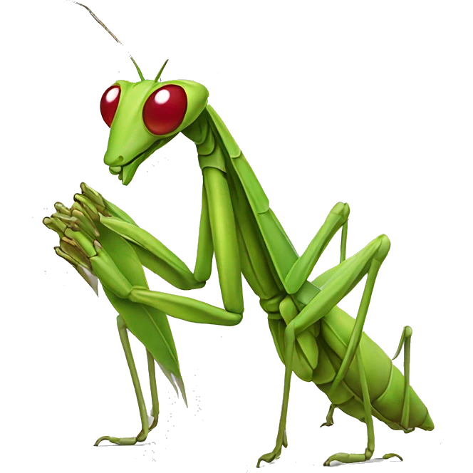 Praying mantis dressed like a bishop emoji