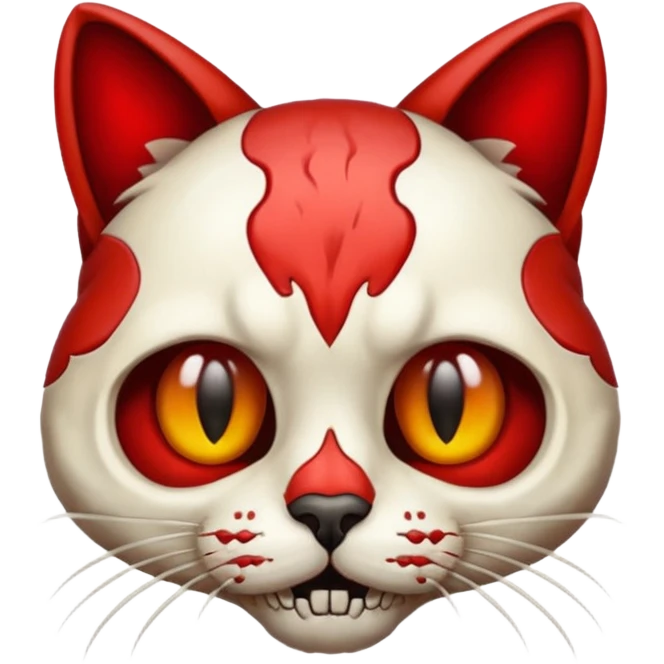 Half red cat half skull emoji