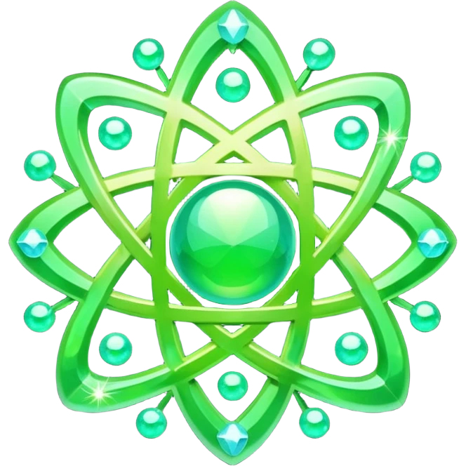 glitter green atomic symbol emoji