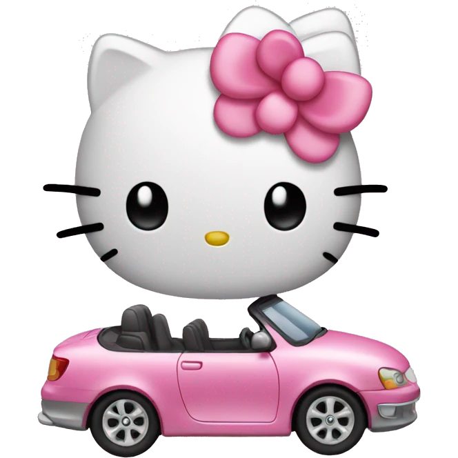 Hello kitty in car emoji