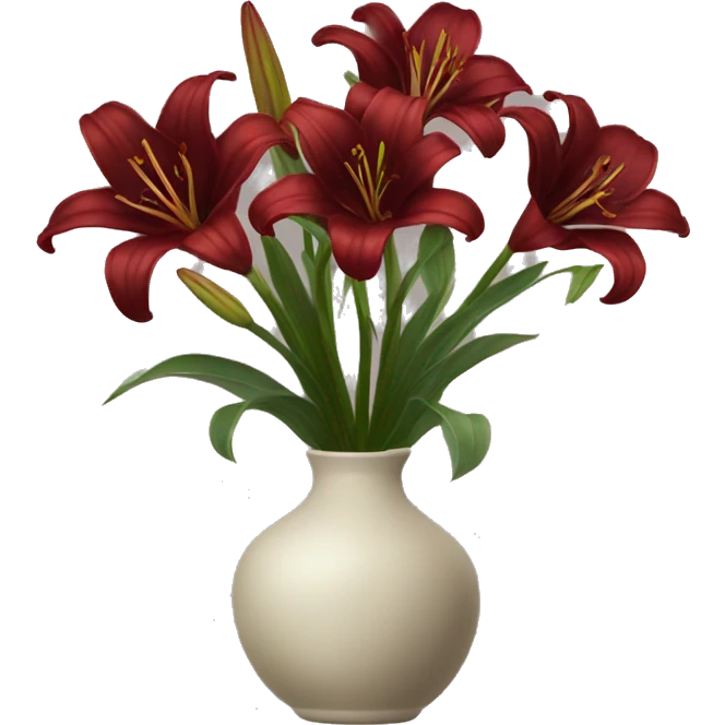 Dark red lilies in vase emoji
