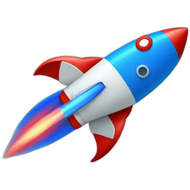 blue and red rocket emoji