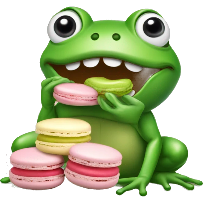 Frog eating macaron emoji