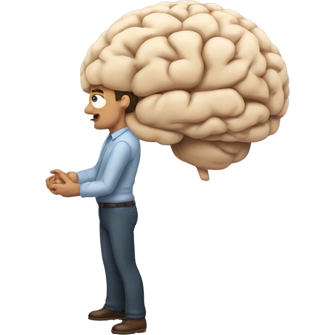 man with large brain struggling to comprehend something emoji