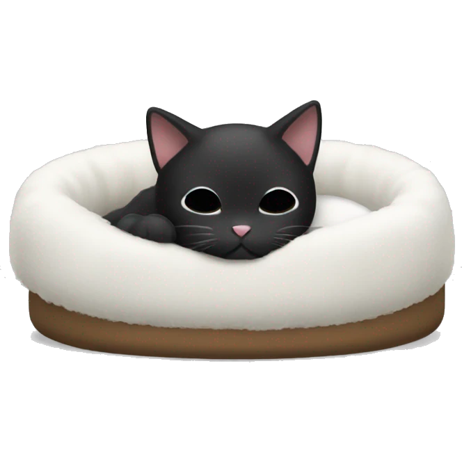 black and white cat sleeping on cat bed emoji emoji