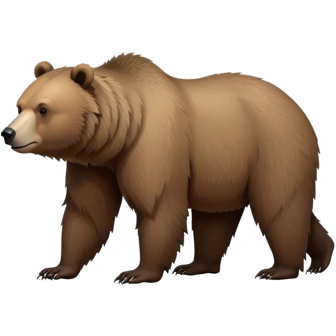 Realistic grizzly bear on four legs with natural fur texture, minimalist design emoji