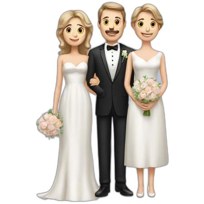 mother bride groom father all standing in a line emoji