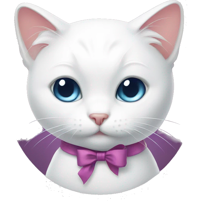 White cat with bow emoji