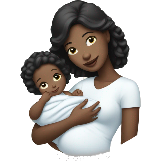 mom holding newborn baby girl with blue eyes white skin black hair and white skin newborn white girl emoji