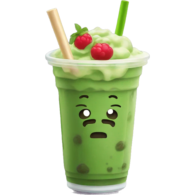 Matcha boba with straw emoji