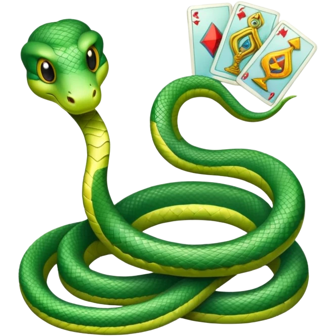 Cute green snake with Tarot cards emoji