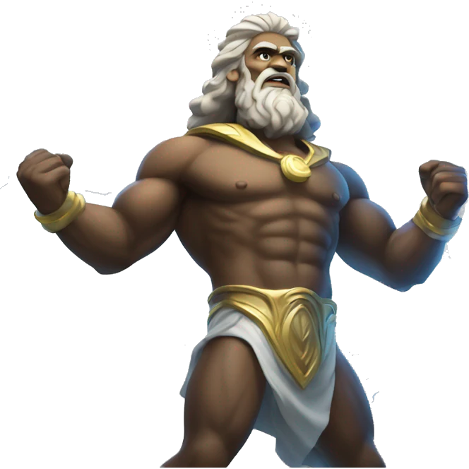 zeus with thunder in the background emoji