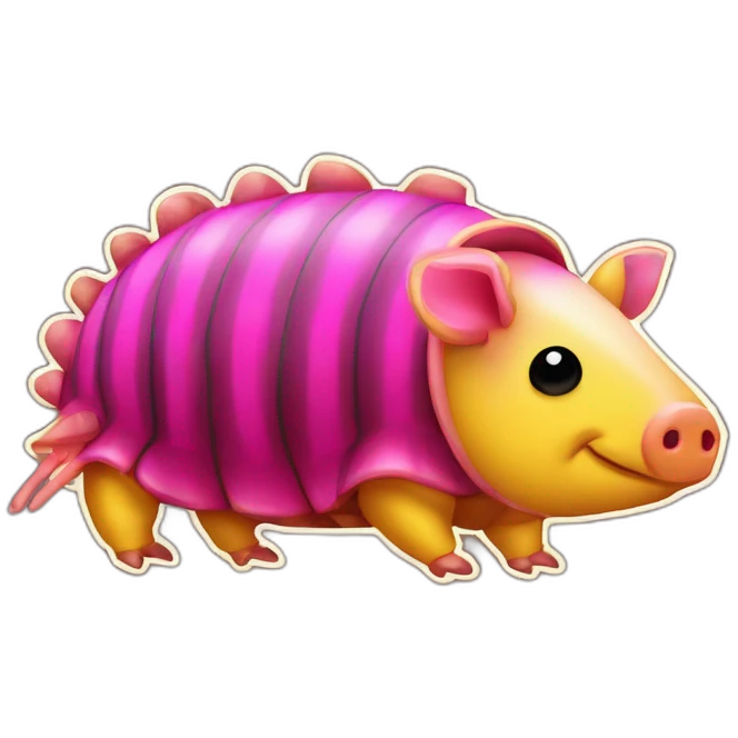 Magenta pig armadillo centipede insect with yellow and black spots gradient mottled emoji