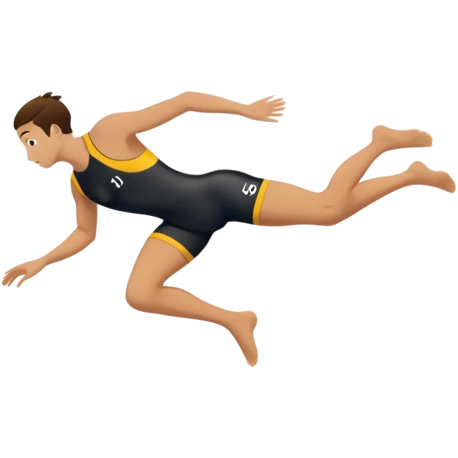 A diver mid-air after jumping off a diving pool, body slightly tense but moving forward. Below them, a pool labeled "Confidence", with ripples forming. A subtle 5-4-3-2-1 on the diving board shows they took the leap despite fear. emoji