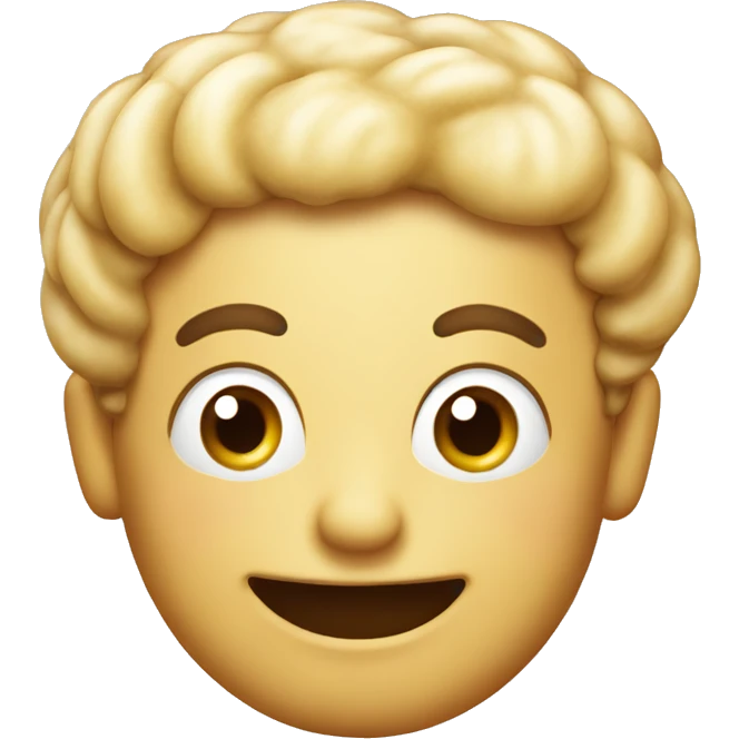 This emoji depicts a pasticciotto, a traditional A pulian pastry, with a happy facial expression.  emoji