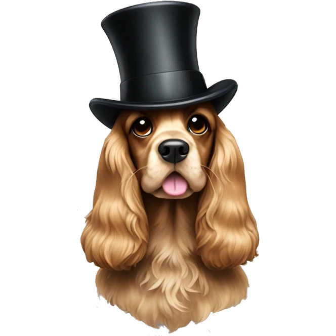 Cocker spaniel wearing a tophat emoji
