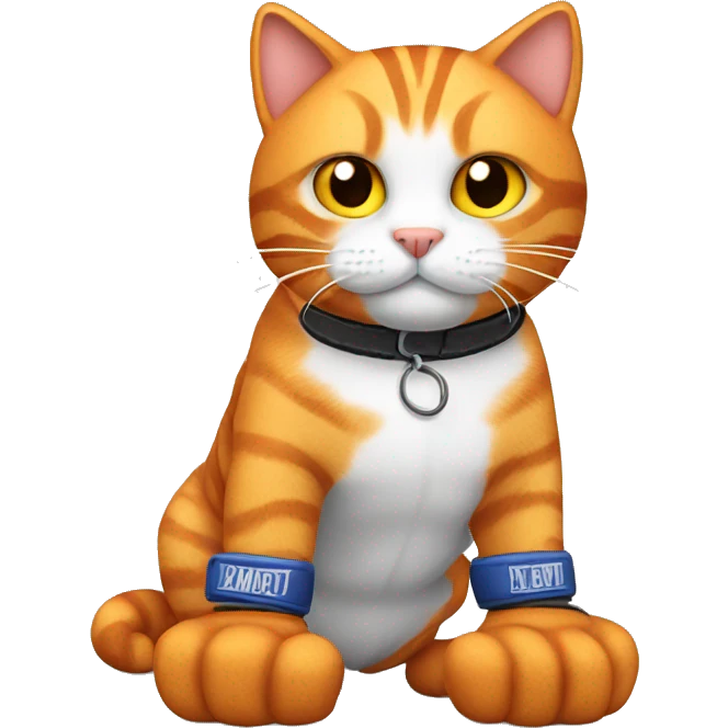 Orange tabby with boxing gloves emoji