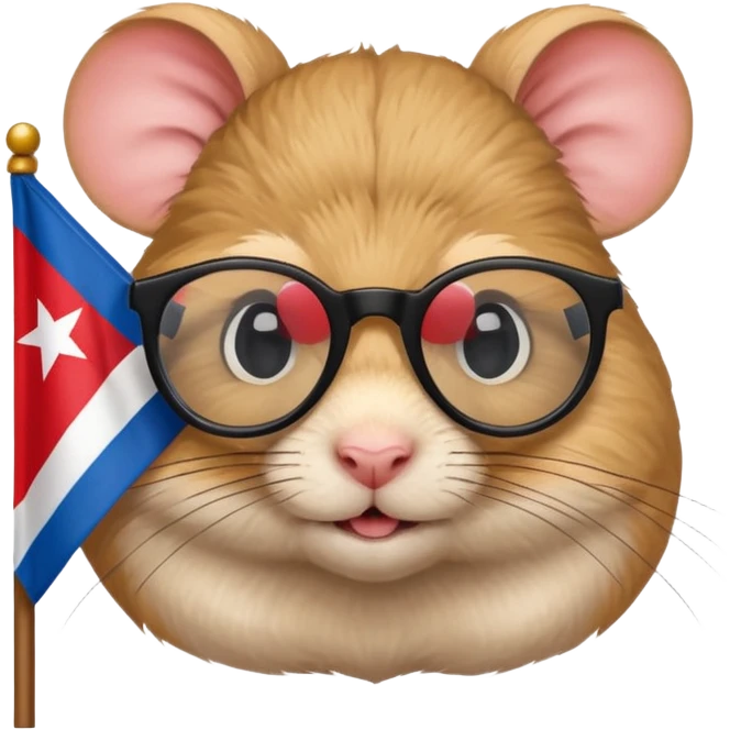 A gerbil holding a Cuban flag wearing black glasses  emoji