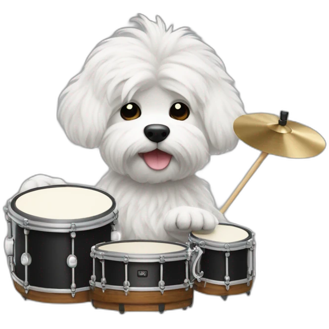 Coton de Tuléar playing drums emoji