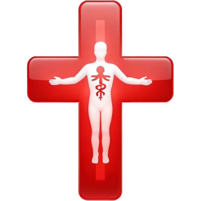 medical cross with a moving figure inside emoji