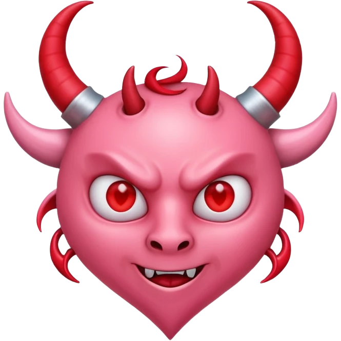 a pink heart with demon horns on it emoji