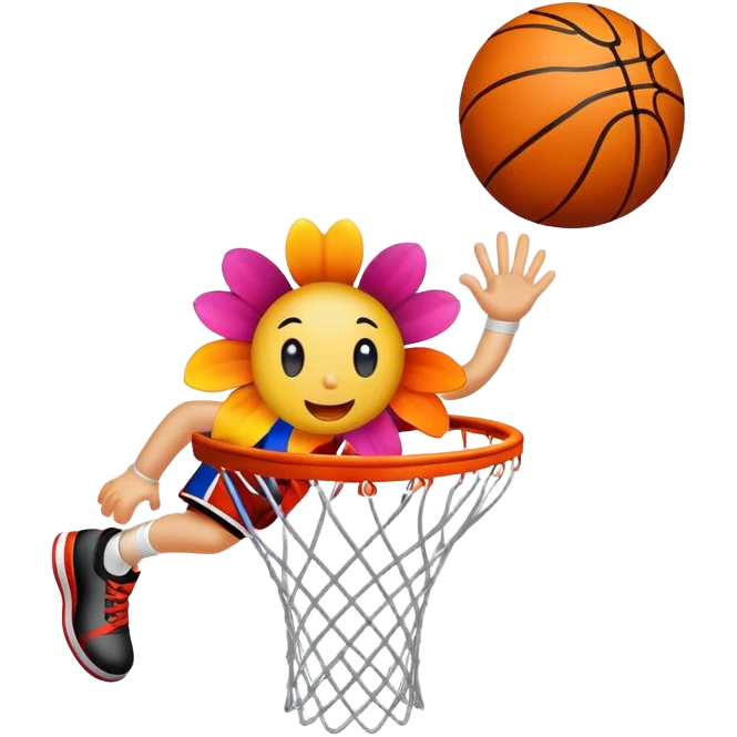 Flower bouncing a basketball  emoji