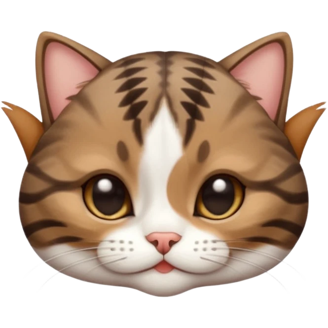 dark brown tabby and white small cat in funny positions upside down with paws covering eyes emoji