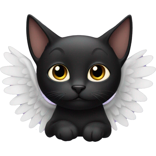 Black cat with angel wings emoji