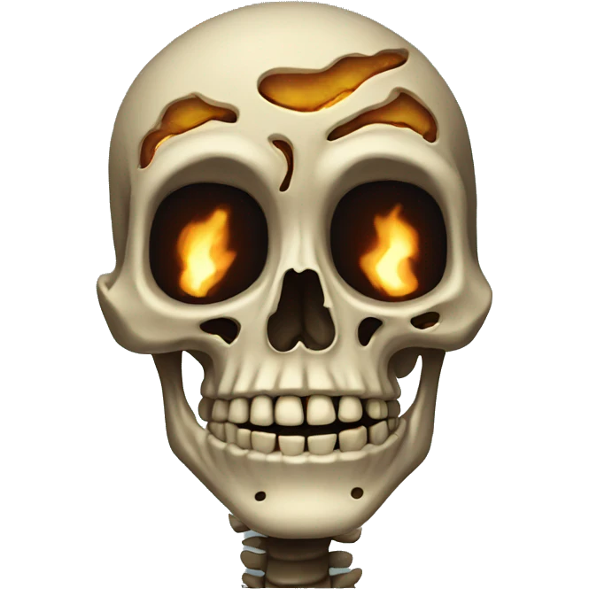skeleton with burnt head emoji