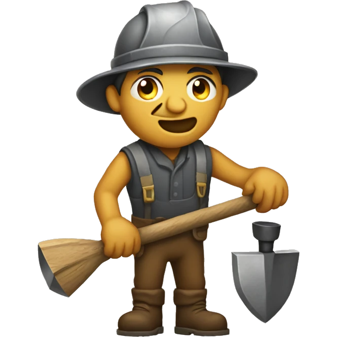 dusty miner with pickaxe in his hands emoji