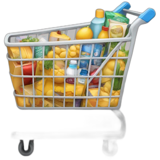 shopping cart with a lot of products inside emoji
