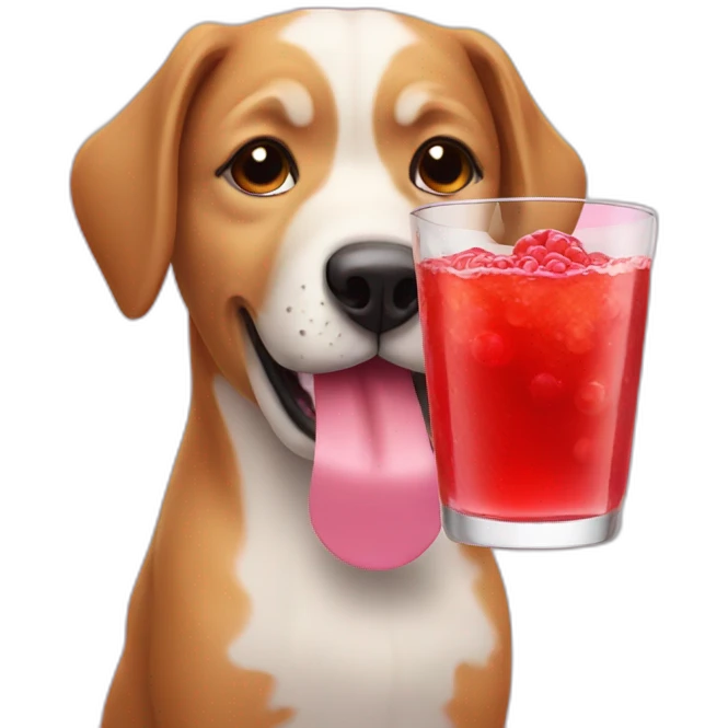 Dog drinking grenadine emoji
